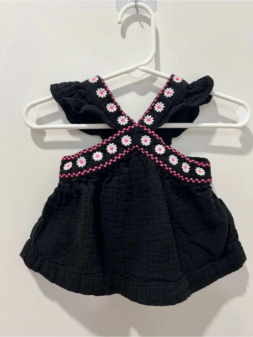 Cat & Jack Black Gauze Daisy Embroidered Dress | 3–6M Baby Girl